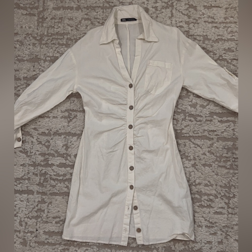 100% linen beach dress zara